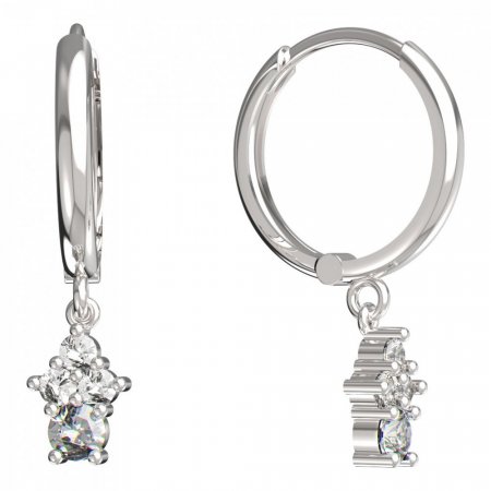 BeKid, Gold kids earrings -159 - Switching on: Circles 15 mm, Metal: White gold 585, Stone: White cubic zircon