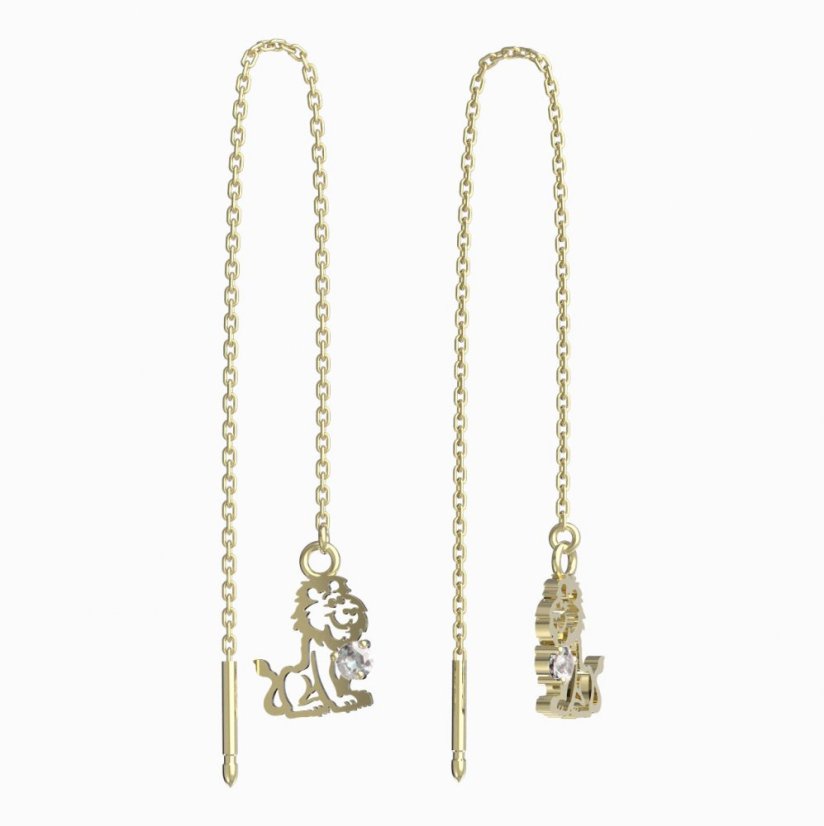 BeKid dětské náušnice lev 1191 Bílé zlato - 585 Diamant