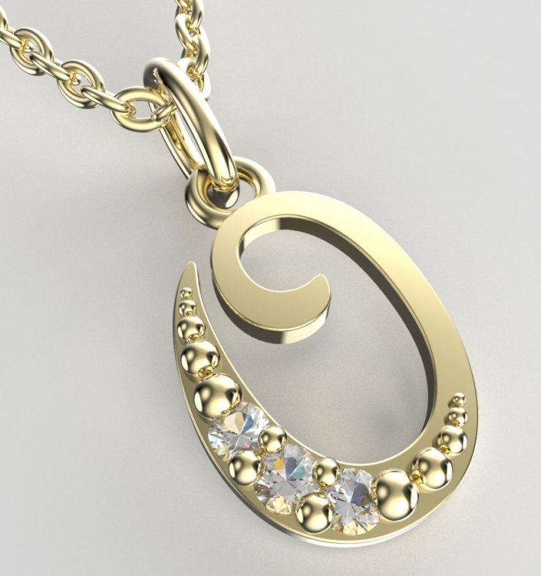 BeKid dětský zlatý přívěsek písmenko O - 1524 Žluté zlato - 585 Diamant