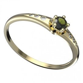 BG vltavínový prsten 873K Žluté zlato - 585 Vltavín a diamant