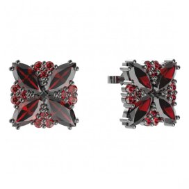 BG náušnice solitér -  408 Stříbro 925 - ruthenium (30-90dní) Granát