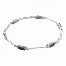 BG náramek 646 Stříbro 925 - rhodium Vltavín a  kubický zirkon