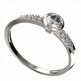 BG zlatý diamantový prstýnek 555 D Bílé zlato - 585 Diamant lab-grown
