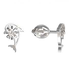 BeKid dětské náušnice delfínek 1183- Bílé zlato - 585