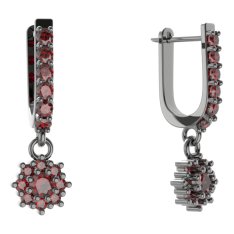 BG kulaté náušnice 320-94 Stříbro 925 - ruthenium (30-90dní) Granát