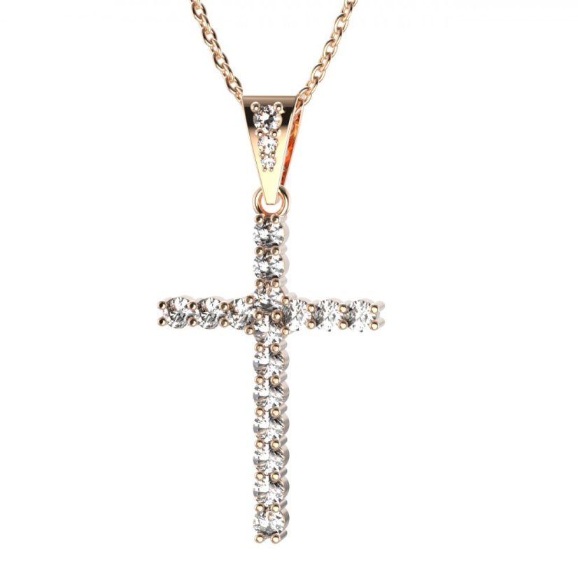 BG zlatý diamantový přívěšek křížek 259 Růžové zlato 585 (30-90dní) Diamant lab-grown