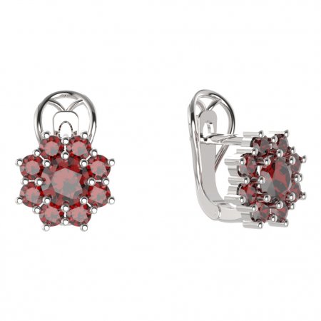 BG  earring 023-R7 circular - Metal: Silver 925 - rhodium, Stone: Garnet