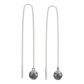 BG zlaté náušnice 561 s černou perlou Bílé zlato - 585 Tahiti perla