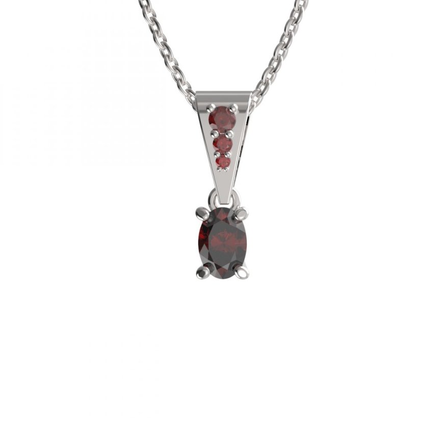 BG přívěs s centrálním oválným kamenem 710 Stříbro 925 - rhodium Granát