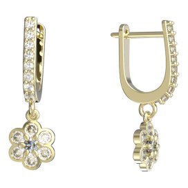 BeKid dětské náušnice šestilístek 866 Žluté zlato - 585 Diamant
