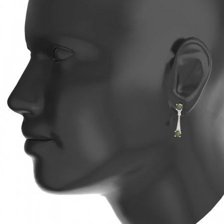 BG earring moldavit  985 - Switching on: Puzeta, Metal: Yellow gold 585, Stone: Moldavite and cubic zirconium