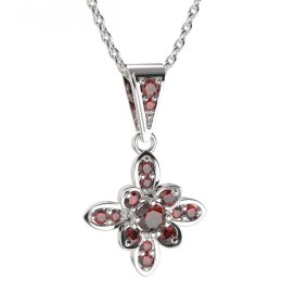 BG přívěs květ 404-1 Stříbro 925 - rhodium Granát