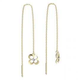 BG zlaté náušnice čtyřlístek 829 Bílé zlato - 585 Diamant