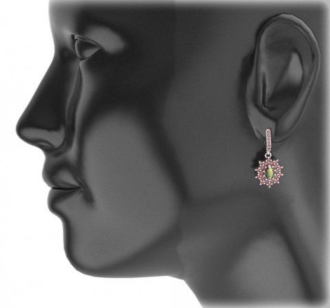 BG oval earring 249-94 - Metal: Silver 925 - rhodium, Stone: Garnet