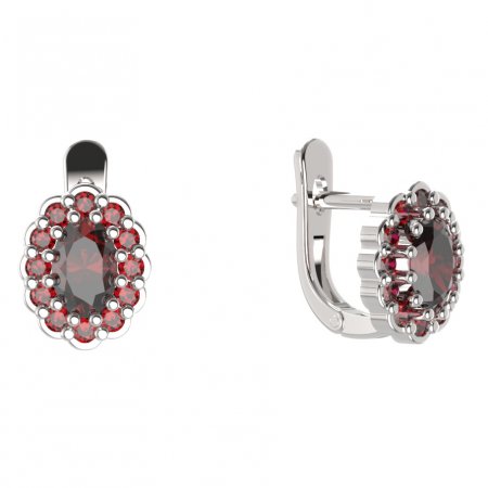 BG earring oval 433-07 - Metal: Silver 925 - rhodium, Stone: Garnet