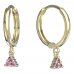 BeKid, Gold kids earrings -773 - Switching on: Circles 15 mm, Metal: Yellow gold 585, Stone: Pink cubic zircon