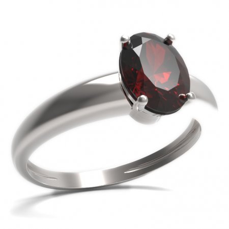 BG prsten s oválným kamenem 478-I - Kov: Stříbro 925 - rhodium, Kámen: Granát