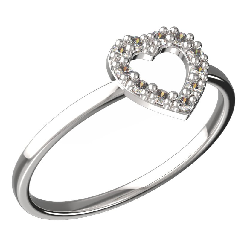 BeKid dětský prsten srdíčko 858 Bílé zlato - 585 Diamant
