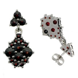 BG náušnice vsazený granát hvězdicový brus  232 Bílé zlato - 585 Granát