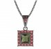 BG pendant square 099-1 - Metal: Silver 925 - rhodium, Stone: Garnet