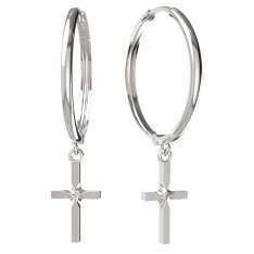 BG zlaté  náušnice křížek 1108 Bílé zlato - 585 Diamant