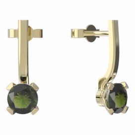 BG vltavínové náušnice 558 Žluté zlato - 585 Vltavín