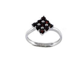 BG prsten přírodní granát  940 Stříbro 925 - rhodium Granát