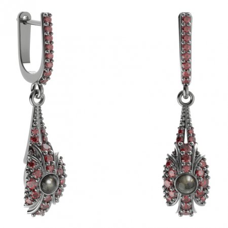 BG náušnice s přírodní perlou 537-G91 - Kov: Stříbro 925 - rhodium, Kámen: Granát a perla