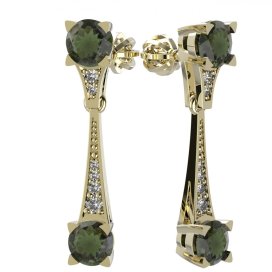 BG náušnice s vltavínem 985 Žluté zlato - 585 Vltavín a  kubický zirkon