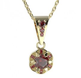 BG přívěs kulatý 994-2 Stříbro 925 - pozlacené Granát