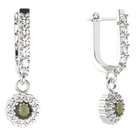 BG kulaté náušnice 452-94 Stříbro 925 - rhodium Vltavín a  kubický zirkon