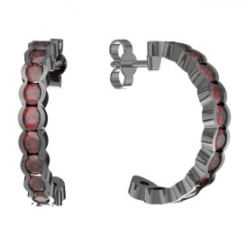 Stříbrné náušnice s českým granátem, ruthenium, puzety – 458