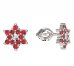 BeKid, Gold kids earrings -090 - Switching on: Screw, Metal: White gold 585, Stone: Red cubic zircon