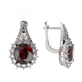 BG zlaté náušnice 977 Bílé zlato - 585 Červený kubický zirkon