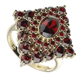 BG prsten s českým granátem  262 Žluté zlato - 585 Granát