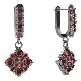 BG  náušnice 317 Stříbro 925 - ruthenium (30-90dní) Granát