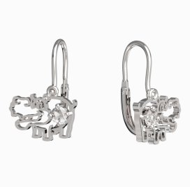 BeKid dětské náušnice hrošík 1188 Bílé zlato - 585 Diamant