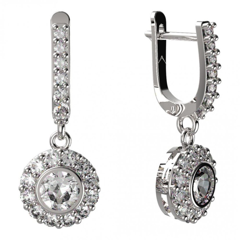 BG zlaté náušnice -  744 Bílé zlato - 585 Diamant