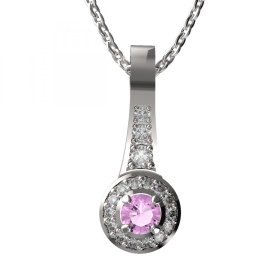 BG zlatý přívěšek  651 Bílé zlato - 585 Růžový kubický zirkon