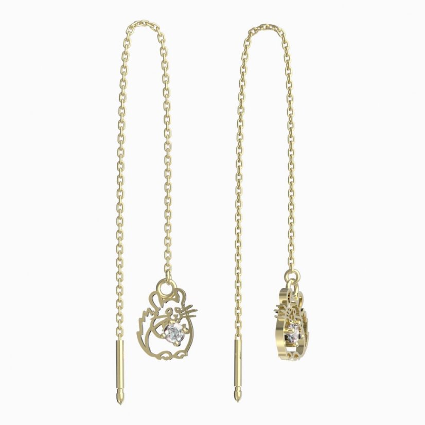 BeKid dětské náušnice činčila 1192 Žluté zlato - 585 Diamant
