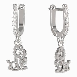 BeKid dětské náušnice lev 1191 Bílé zlato - 585 Diamant
