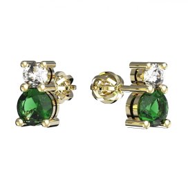 BG zlaté náušnice 746 Žluté zlato - 585 Zelený kubický zirkon