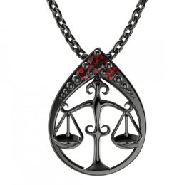 BG granátový přívěšek Váhy 047 Stříbro 925 - ruthenium (30-90dní) Granát