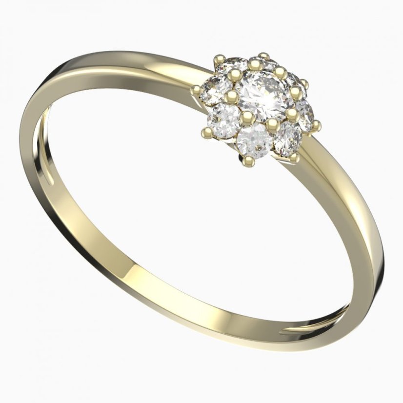 BG zlatý prstýnek 886 C Žluté zlato - 585 Bílý kubický zirkon