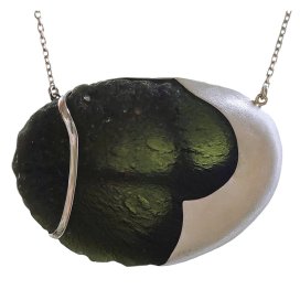 BG náhrdelník přírodní kámen-Vltavín 024