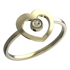 BeKid dětský prsten srdíčko 848 Žluté zlato - 585 Diamant