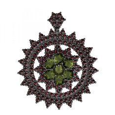 BG brož 230 Stříbro 925 - ruthenium (30-90dní) Vltavín a granát