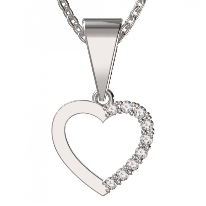 BG zlatý přívěšek srdíčko 1251 Bílé zlato - 585 Diamant