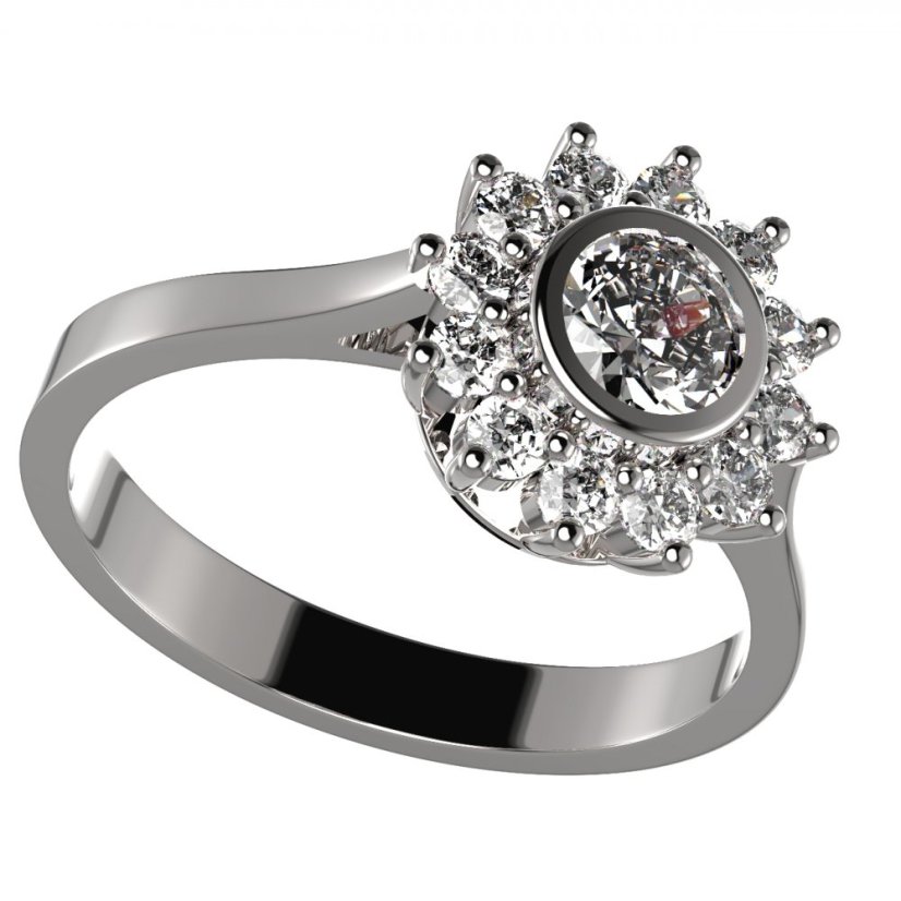 BG zlatý prstýnek 752 Bílé zlato - 585 Diamant
