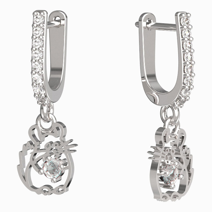 BeKid dětské náušnice činčila 1192 Bílé zlato - 585 Diamant